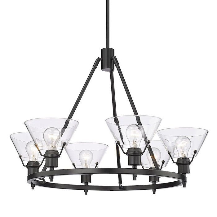 Golden Lighting Orwell 6-Light Chandelier, Black/Clear Glass