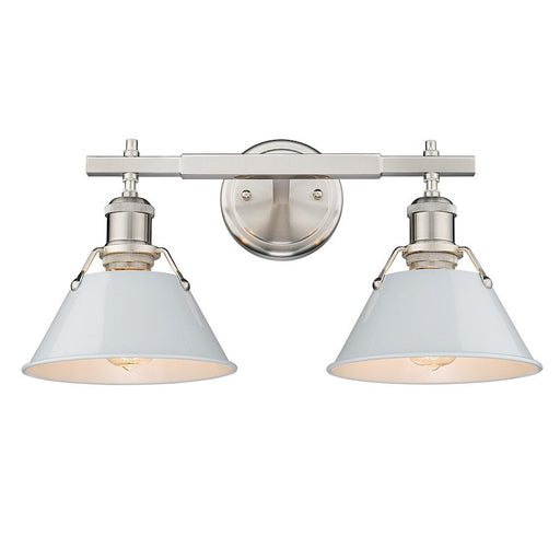 Golden Lighting Orwell 2-Light Vanity Light, Pewter/Dusky Blue - 3306-BA2PW-DB