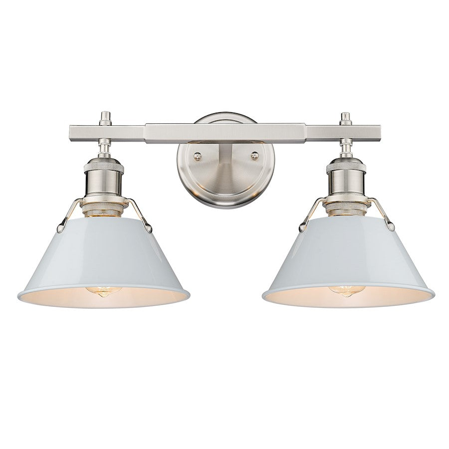 Golden Lighting Orwell 2-Light Vanity Light, Pewter/Dusky Blue - 3306-BA2PW-DB