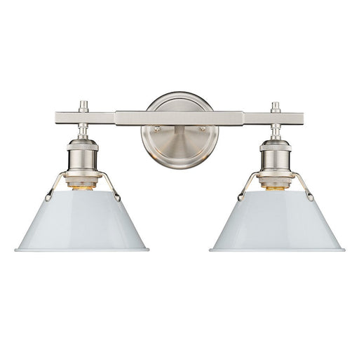 Golden Lighting Orwell 2-Light Vanity Light, Pewter/Dusky Blue