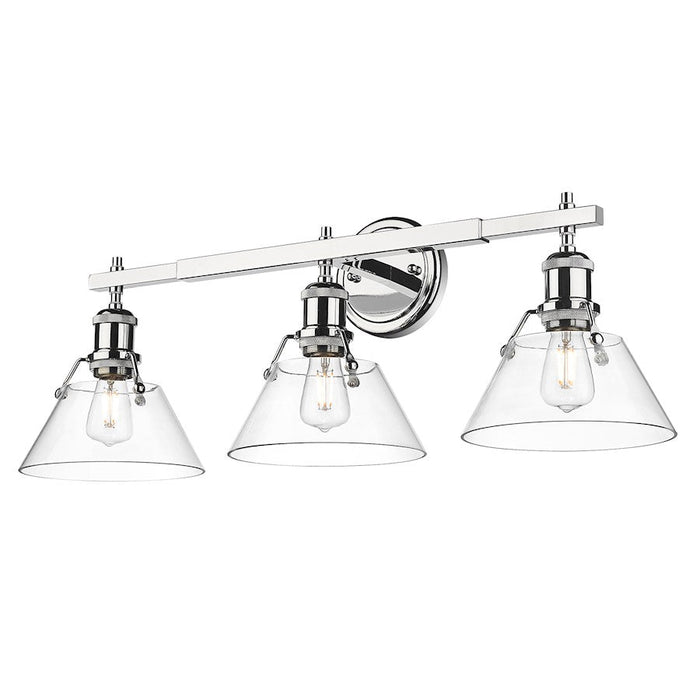 Golden Lighting Orwell 3 Light Bath Vanity, Chrome/Clear