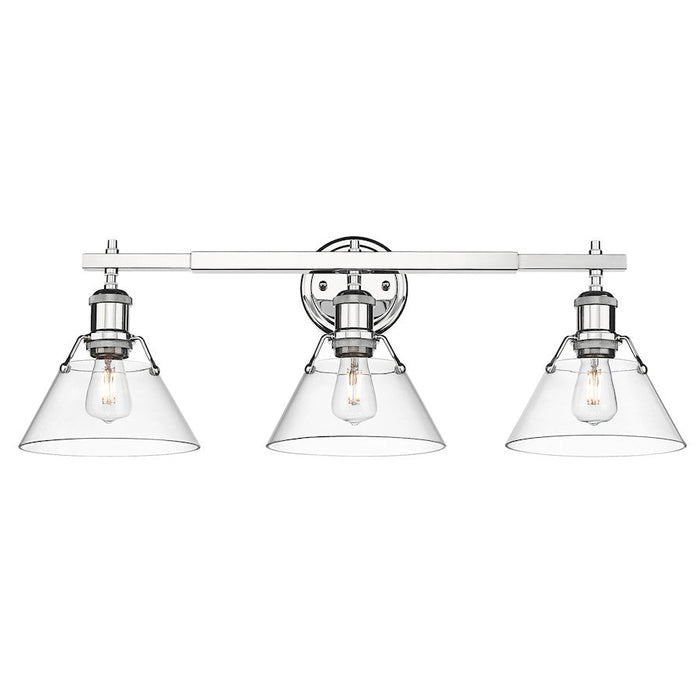 Golden Lighting Orwell 3 Light Bath Vanity, Chrome/Clear