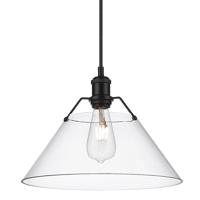 Golden Lighting Orwell BLK 1 Light Large Pendant, Black/Clear - 3306-LBLK-CLR