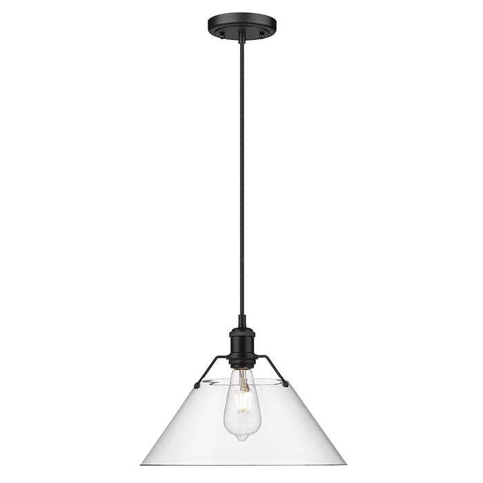 Golden Lighting Orwell BLK 1 Light Large Pendant, Black/Clear