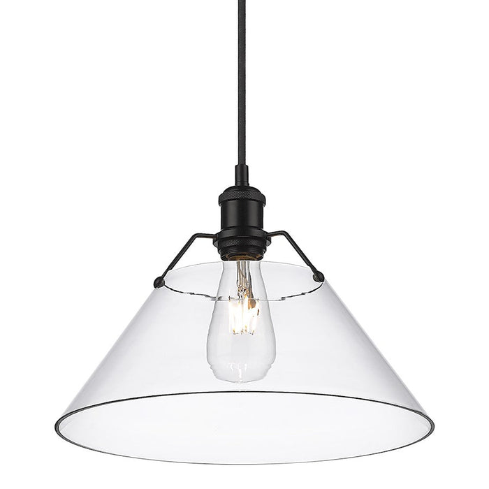 Golden Lighting Orwell BLK 1 Light Large Pendant, Black/Clear