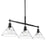 Golden Lighting Orwell BLK 3 Light Linear Pendant, Black/Clear