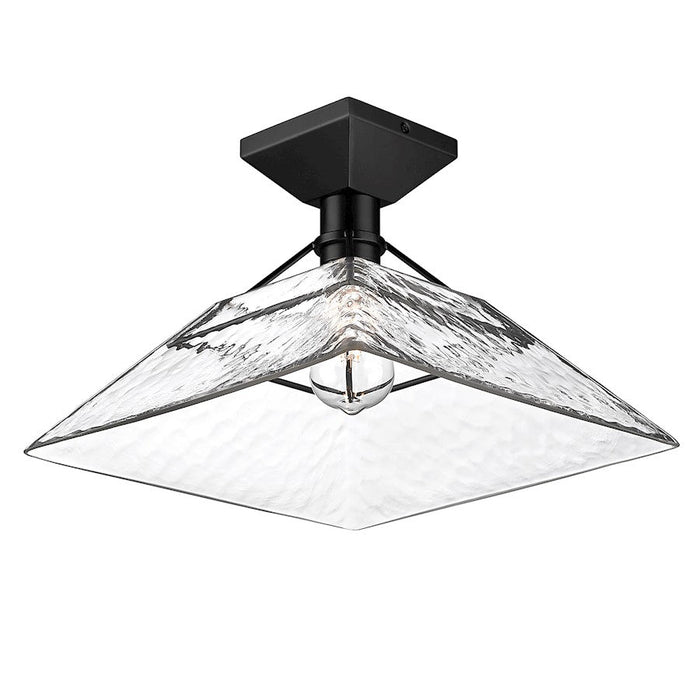 Golden Lighting Kepler 1 Light Semi Flush Mount, Black/Water