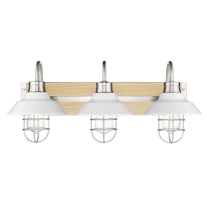 Golden Lighting Fraser 3 Light Bath Vanity, Pewter/White Shade