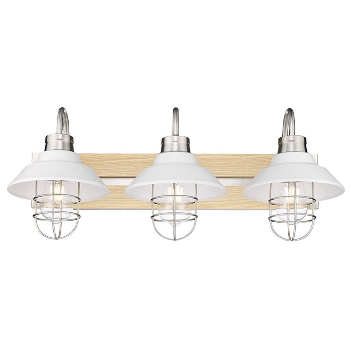 Golden Lighting Fraser 3 Light Bath Vanity, Pewter/White Shade