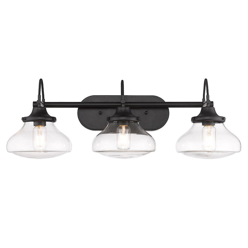 Golden Lighting Nash 3 Light Bath Vanity, Matte Black/Clear
