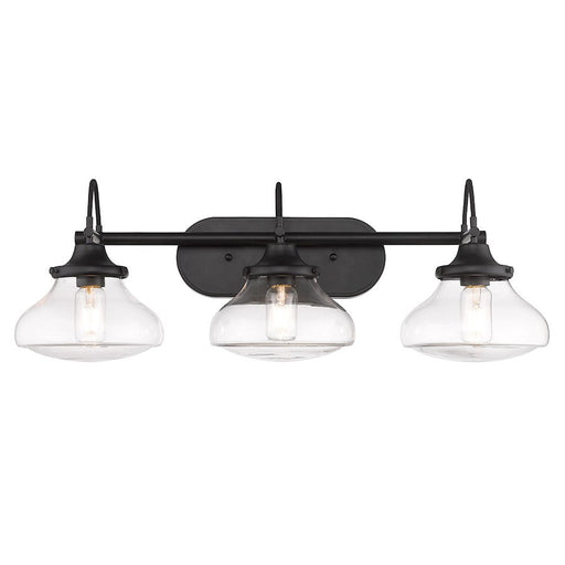 Golden Lighting Nash 3 Light Bath Vanity, Matte Black/Clear