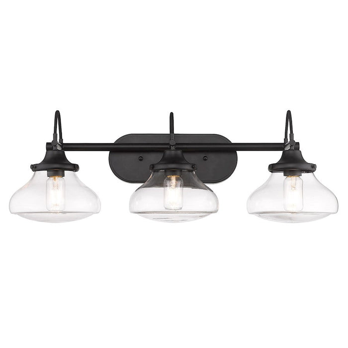 Golden Lighting Nash 3 Light Bath Vanity, Matte Black/Clear