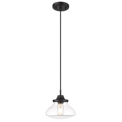 Golden Lighting Nash 1 Light Small Pendant, Matte Black/Clear