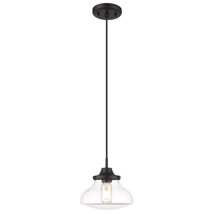 Golden Lighting Nash 1 Light Small Pendant, Matte Black/Clear