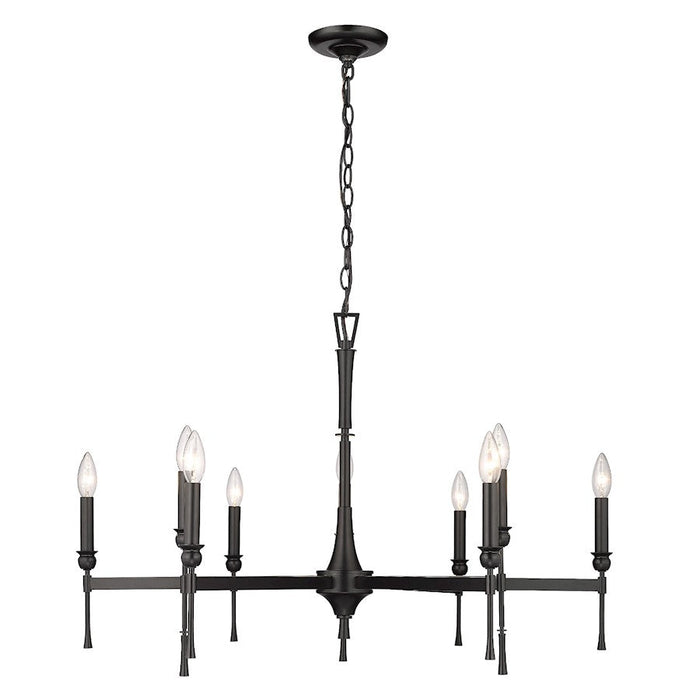 Golden Lighting Landon 9 Light Chandelier, Matte Black - 3509-9BLK