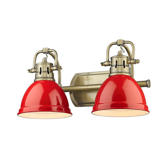 Golden Lighting Duncan 2 Light Bath Vanity,Â Aged Brass/Red - 3602-BA2AB-RD