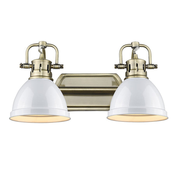 Golden Lighting Duncan 2 Light Bath Vanity,Â Aged Brass/White - 3602-BA2AB-WH