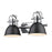 Golden Lighting Duncan 2 Light Bath Vanity, Chrome/Matte Black - 3602-BA2CH-BLK