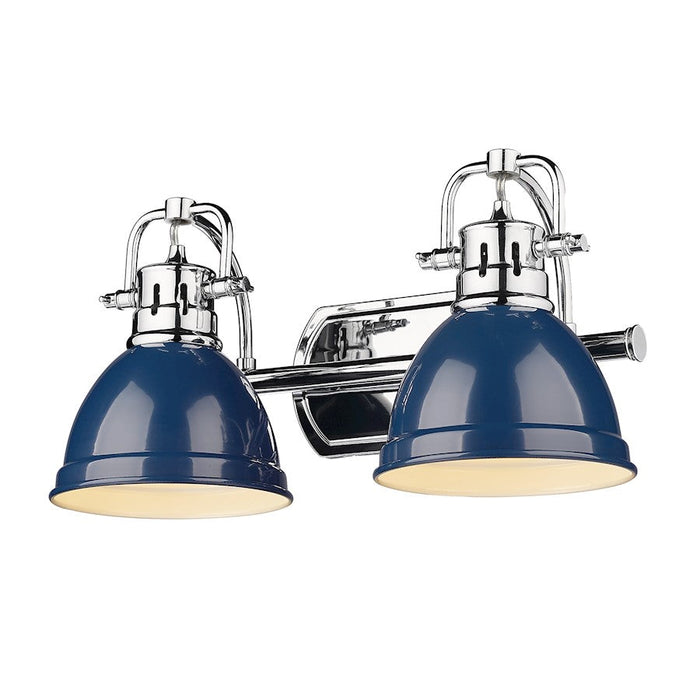 Golden Lighting Duncan CH 2 Light Bath Vanity, Chrome/Navy Blue - 3602-BA2CH-NVY