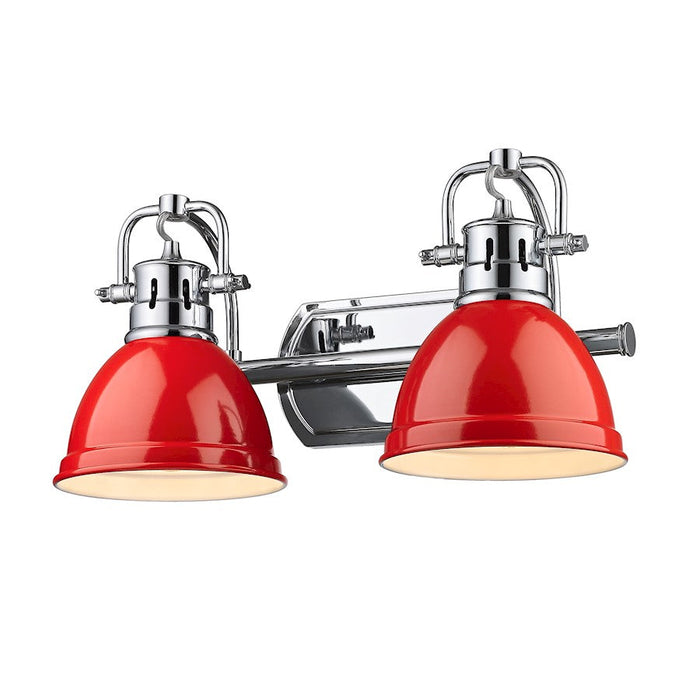 Golden Lighting Duncan 2 Light Bath Vanity, Chrome/Red - 3602-BA2CH-RD