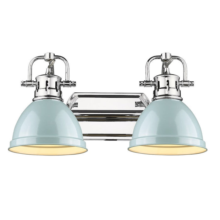 Golden Lighting Duncan 2 Light Bath Vanity, Chrome/Seafoam - 3602-BA2CH-SF