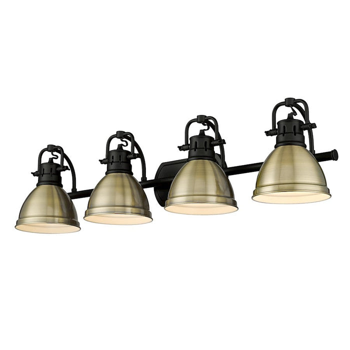 Golden Lighting Duncan 4-Light Vanity Light, Matte Black/Brass - 3602-BA4BLK-AB