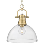 Golden Lighting Duncan 1-Light Pendant, Bronze/Clear Glass - 3602-LBCB-CLR