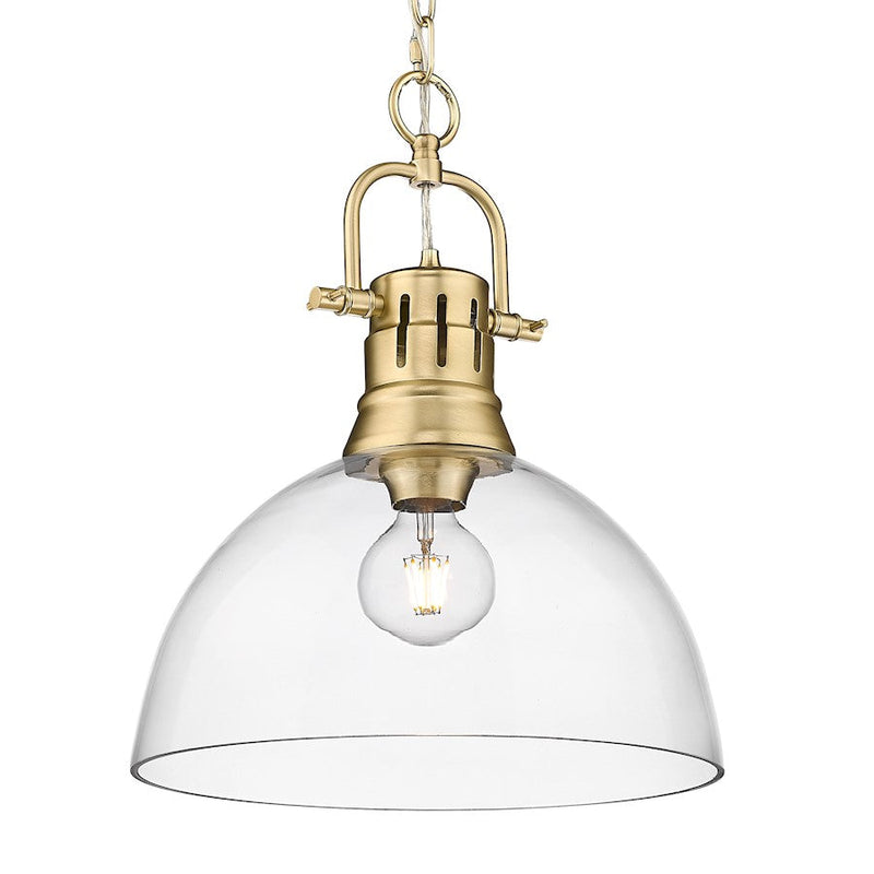 Golden Lighting Duncan 1-Light Pendant, Bronze/Clear Glass