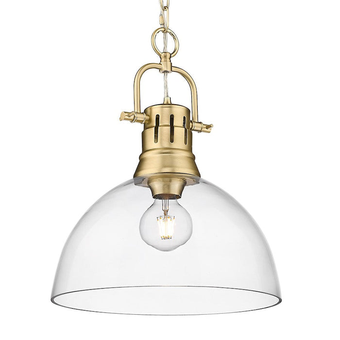 Golden Lighting Duncan 1-Light Pendant, Bronze/Clear Glass