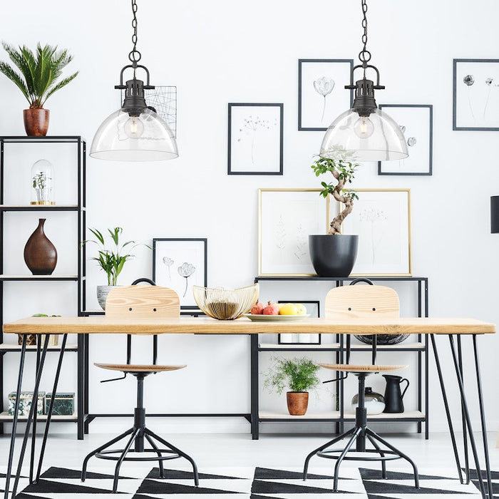 Golden Lighting Duncan Blk 1 Light Pendant, Matte Black/Clear