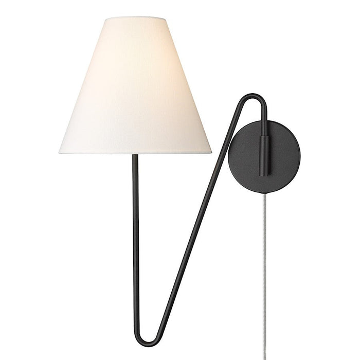 Golden Lighting Kennedy 1-Light Swing Arm Sconce, Black/Ivory