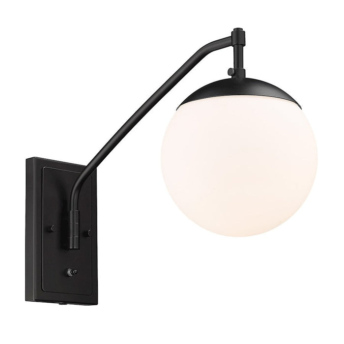 Golden Lighting Glenn 1 Light Wall Sconce, Matte Black/Opal - 3699-A1WBLK-OP