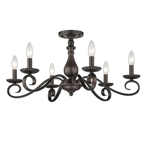 Golden Lighting Larrick 6 Light Semi-Flush Large, Rubbed Bronze - 3712-6SFRBZ