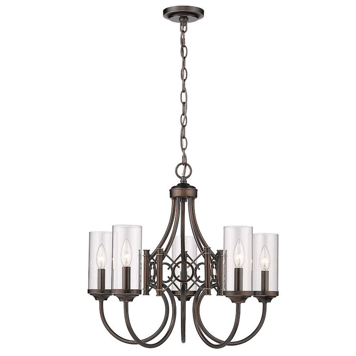 Golden Lighting Quincy 5 Light Chandelier, Bronze/Clear