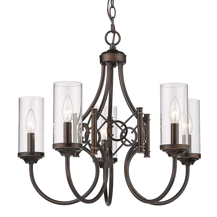 Golden Lighting Quincy 5 Light Chandelier, Bronze/Clear