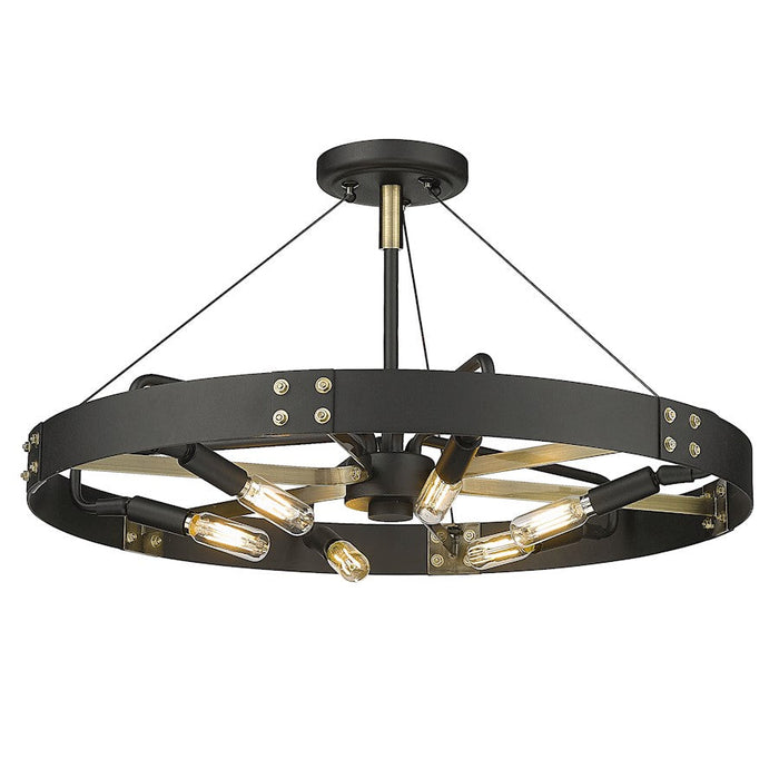 Golden Lighting Vaughn 6 Light Medium Semi-Flush, Black/Brass