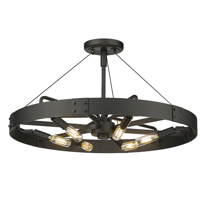 Golden Lighting Vaughn 6 Light Medium Semi-Flush, Black/Black