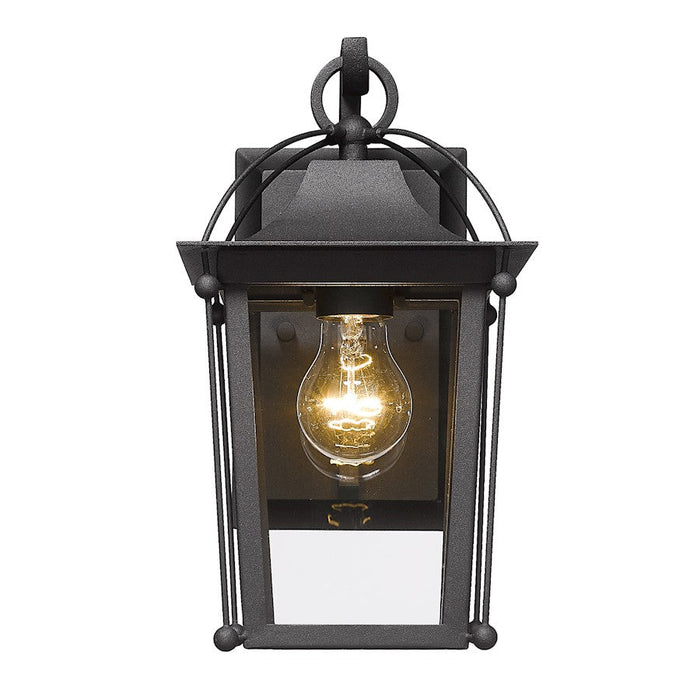 Golden Lighting Brigham 1 Light Outdoor Medium Sconce, BK/Clear