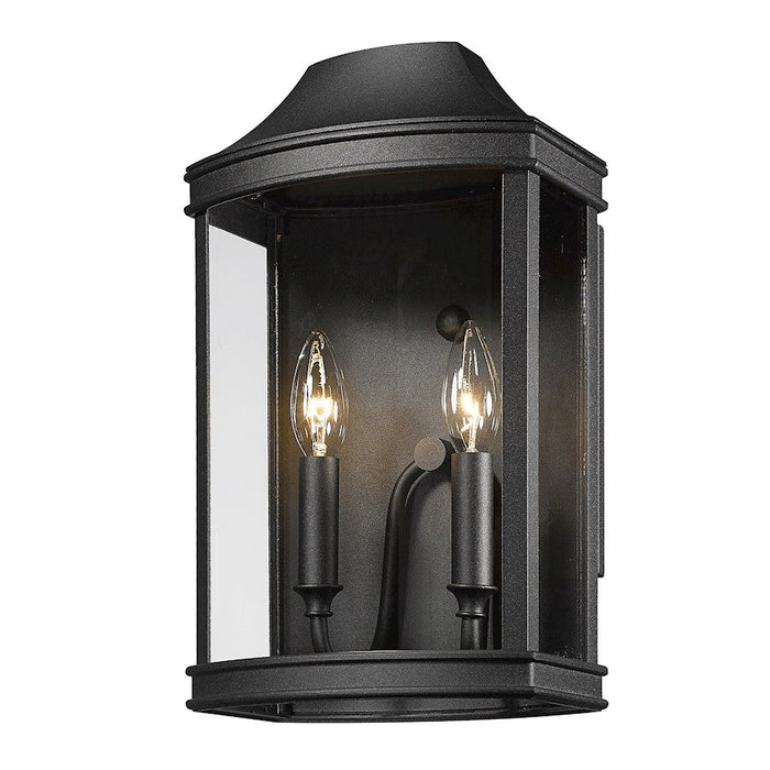 Golden Lighting Cohen 2 Light Outdoor Wall Mount, Natural Black - 4308-OWMNB