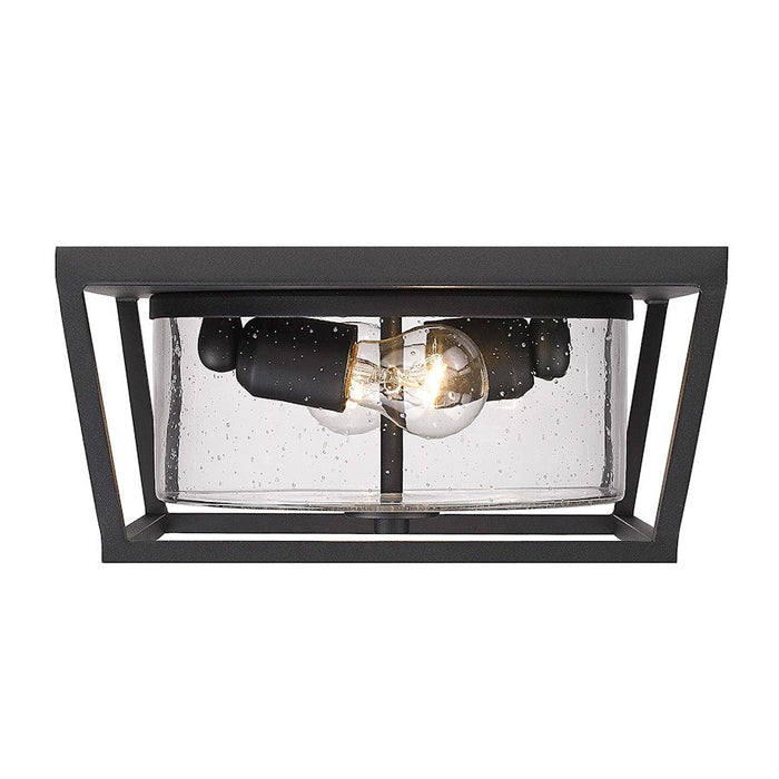 Golden Lighting Mercer 2-Light Outdoor Flush Mount, Black/Seeded