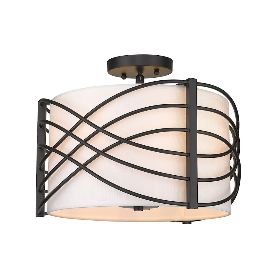 Golden Lighting Zara 3 Light Semi Flush Mount, Matte Black