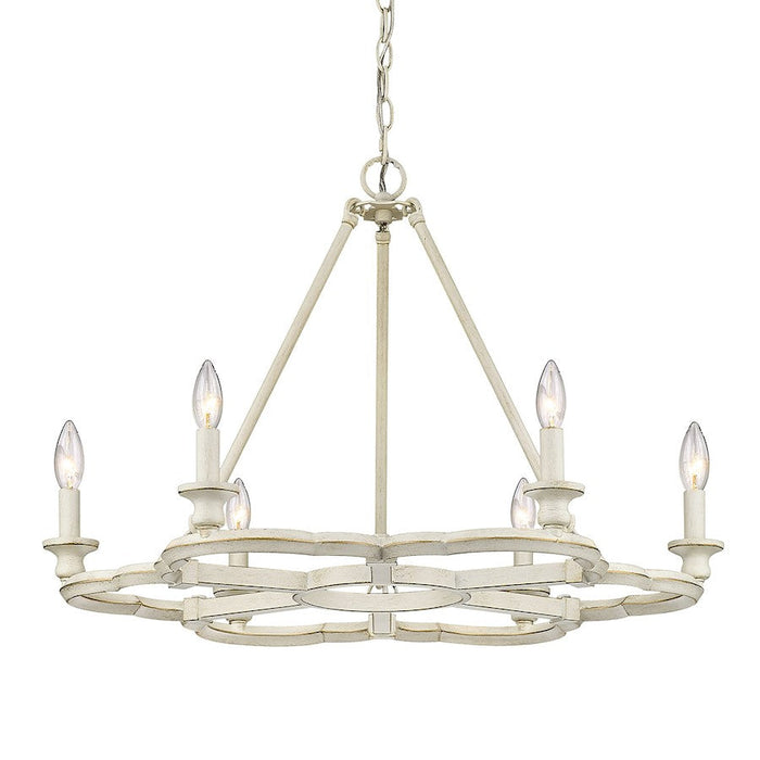 Golden Lighting Saxon 6 Light Chandelier, French White - 5926-6FW