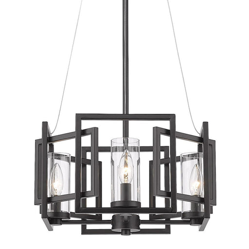 Golden Lighting Marco 4 Light Pendant, Matte Black/Clear - 6068-4PBLK