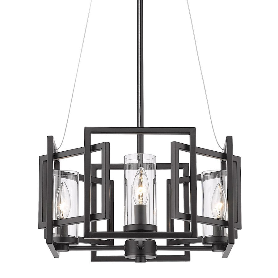 Golden Lighting Marco 4 Light Pendant, Matte Black/Clear - 6068-4PBLK