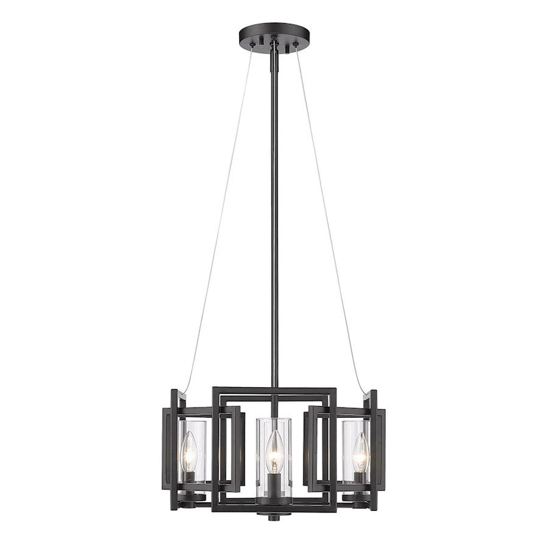 Golden Lighting Marco 4 Light Pendant, Matte Black/Clear