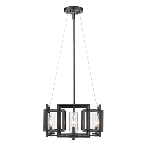 Golden Lighting Marco 4 Light Pendant, Matte Black/Clear