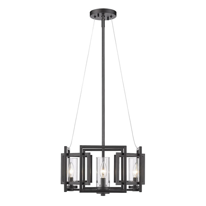 Golden Lighting Marco 4 Light Pendant, Matte Black/Clear