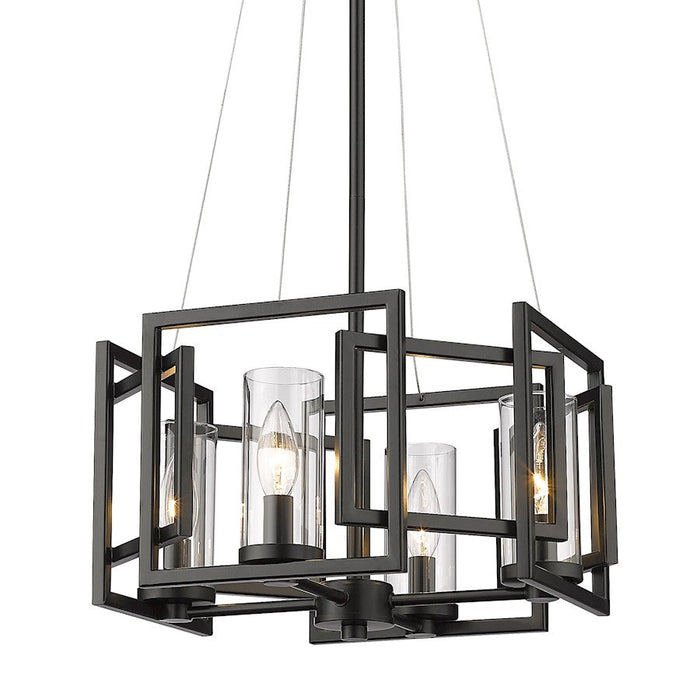 Golden Lighting Marco 4 Light Pendant, Matte Black/Clear