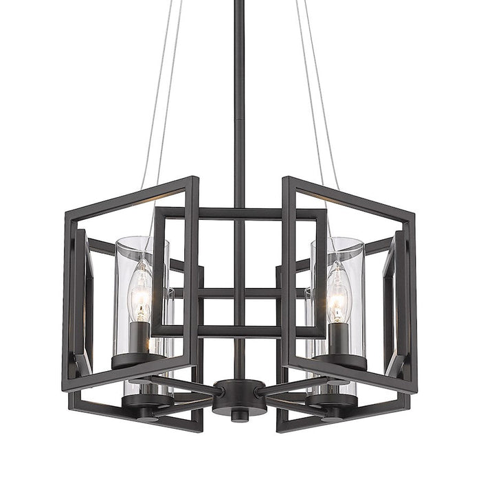 Golden Lighting Marco 4 Light Pendant, Matte Black/Clear