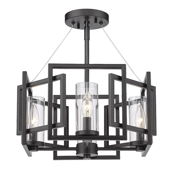 Golden Lighting Marco 4 Light Pendant, Matte Black/Clear